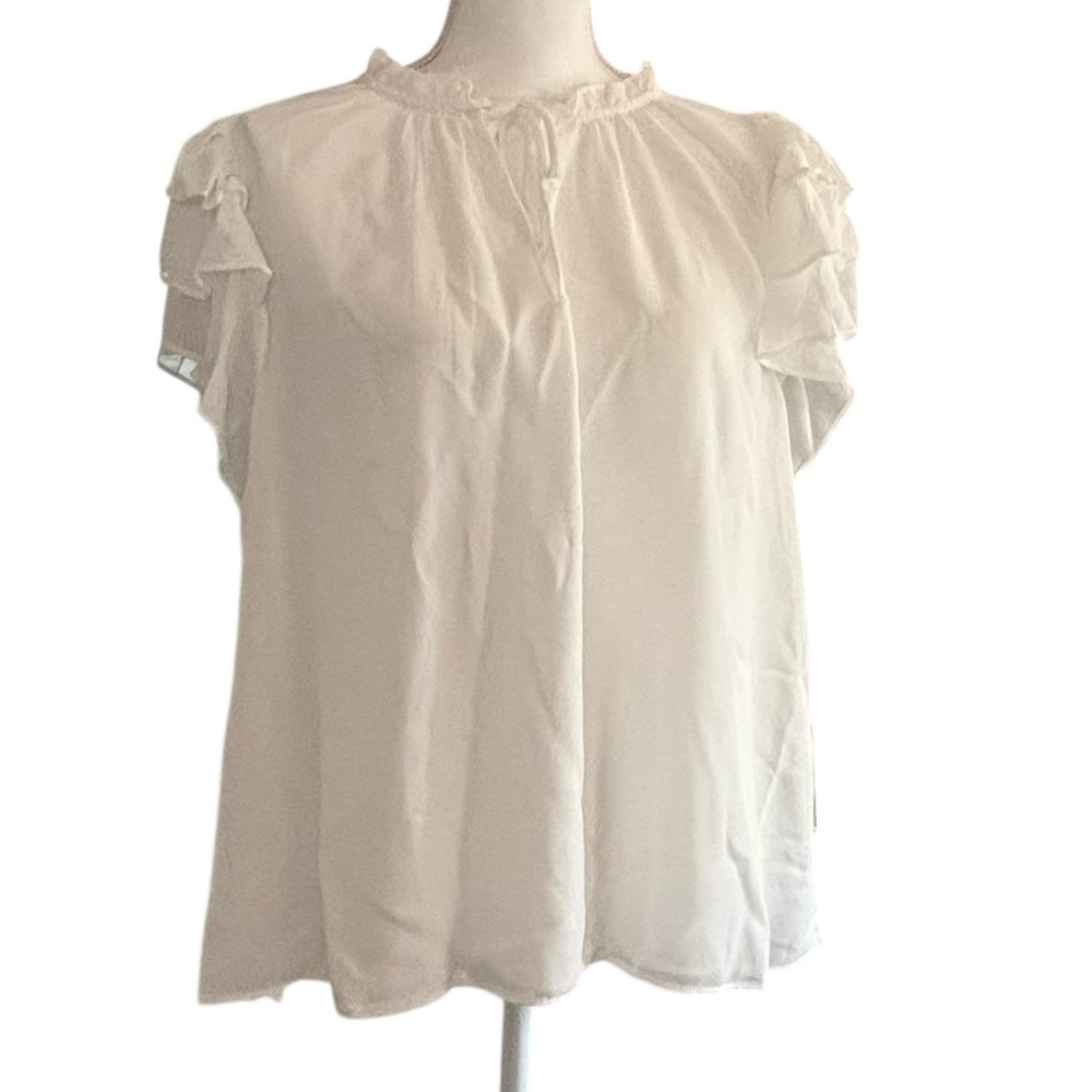 1. STATE White Ruffle Sleeve Blouse – Size XXL, NWT